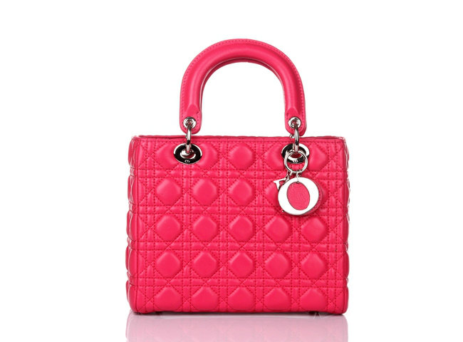 lady dior lambskin leather bag 6322 rosered with silver hardware